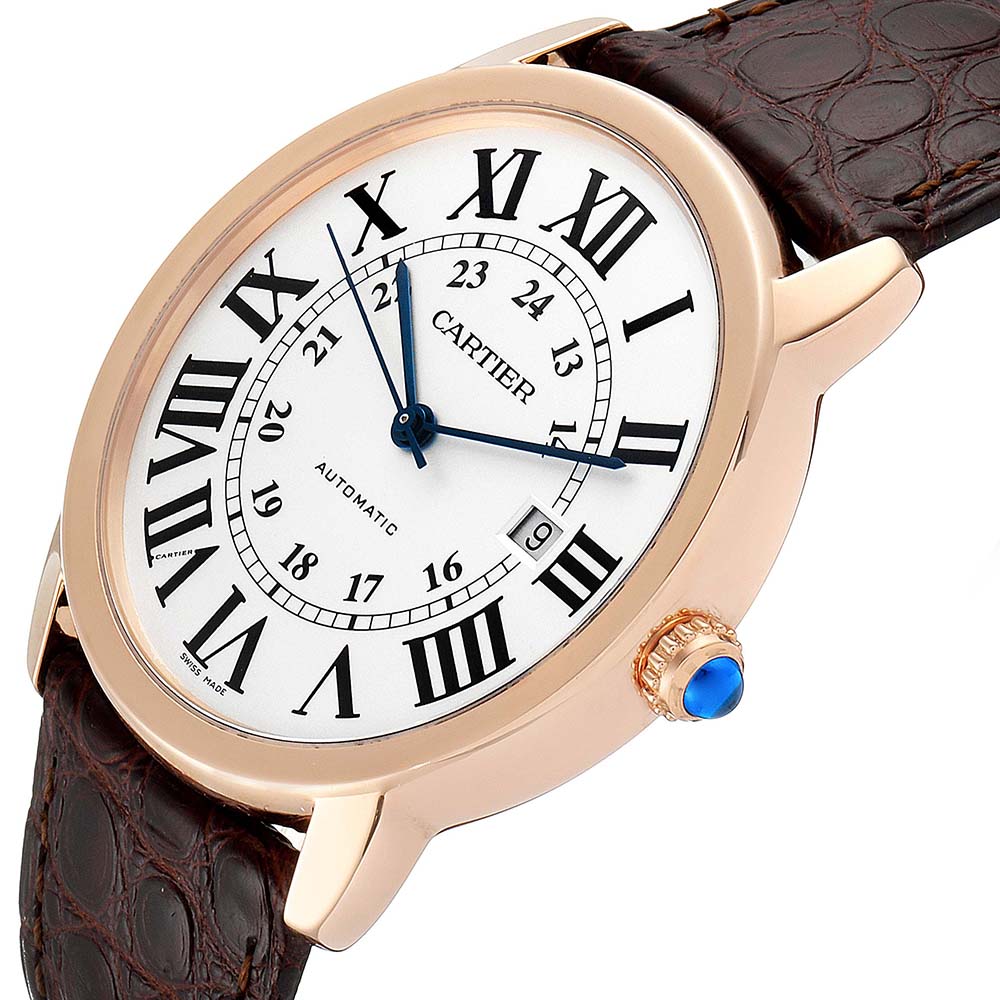 

Cartier Silver 18K Rose Gold Ronde Solo  W6701009 Men's Wristwatch 42 MM