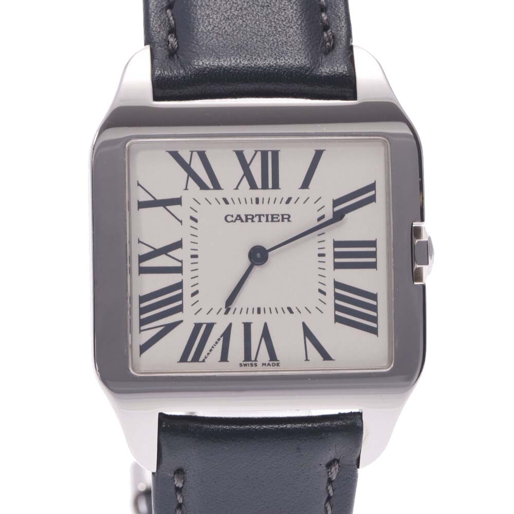 Pre-owned Cartier Ivory 18k White Gold Santos Dumont Men's Wristwatch