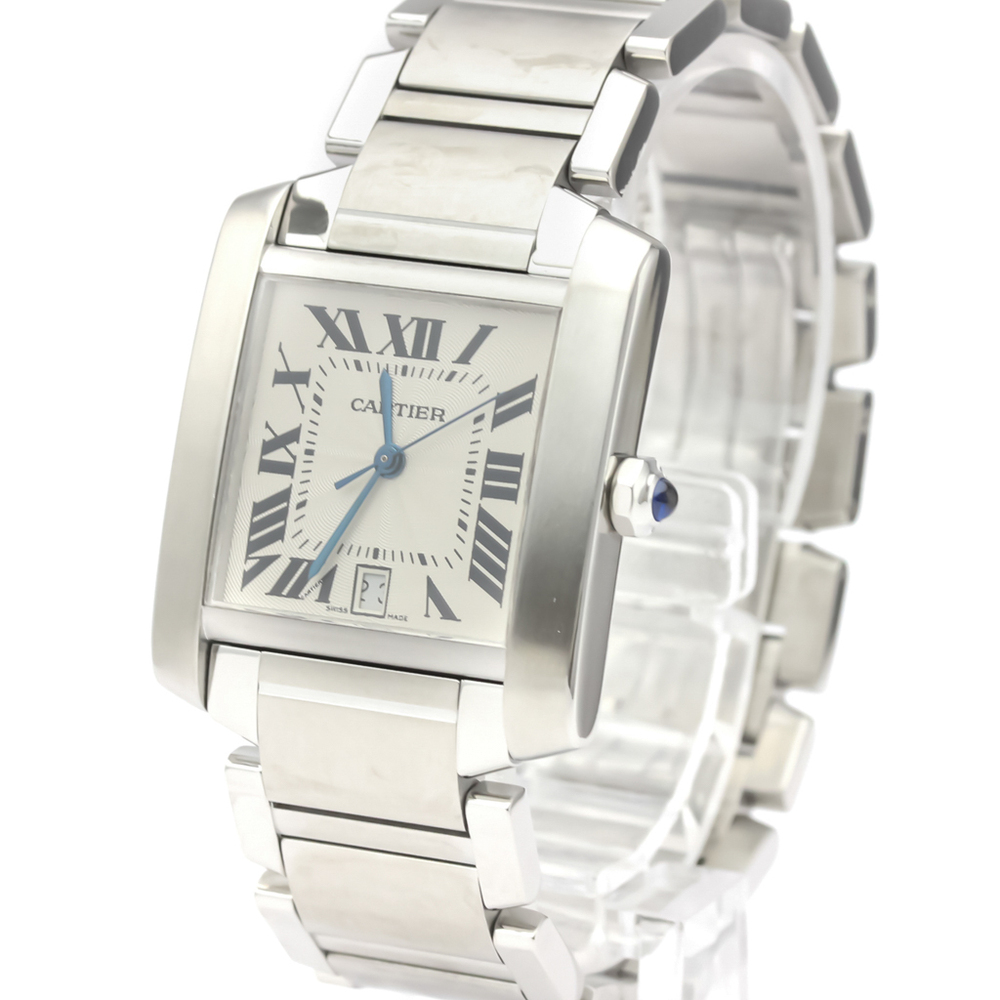 

Cartier Silver Stainless Steel Tank Francaise W51002Q3 Automatic Men's Wristwatch