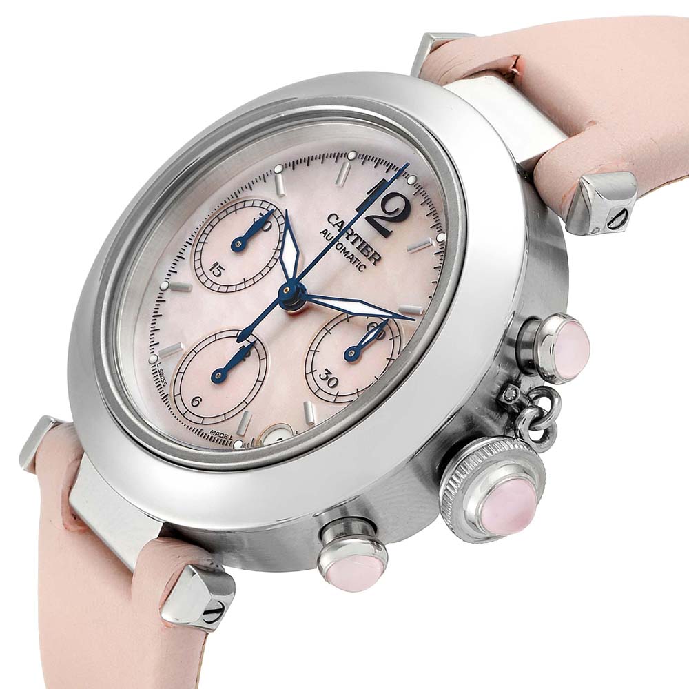 

Cartier Pink MOP Stainless Steel Pasha C Christmas Limited Edition W3106599 Men's Wristwatch 35 MM