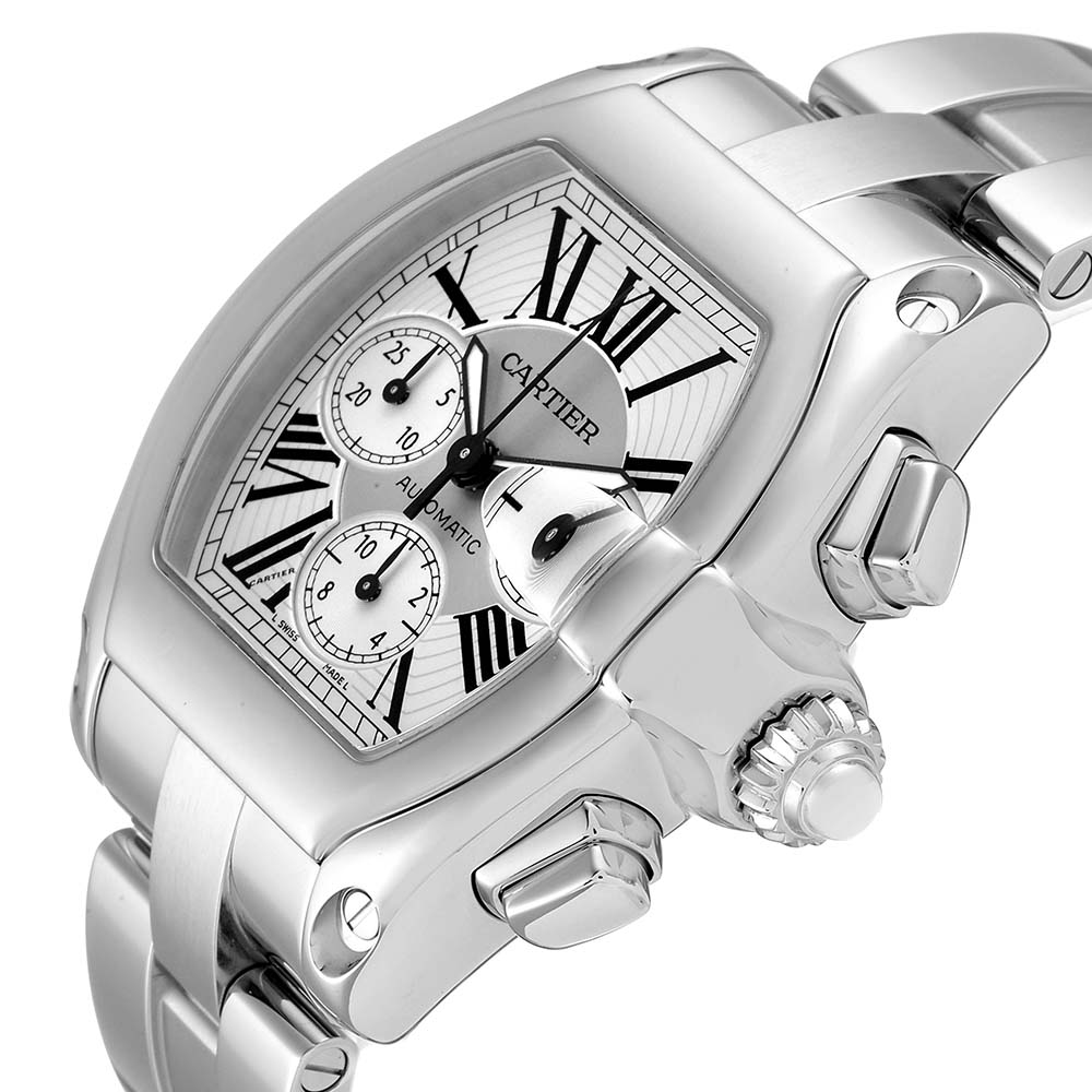 

Cartier Silver Stainless Steel Roadster  Chronograph Automatic W62019X6 Men's Wristwatch 49 x 43 MM