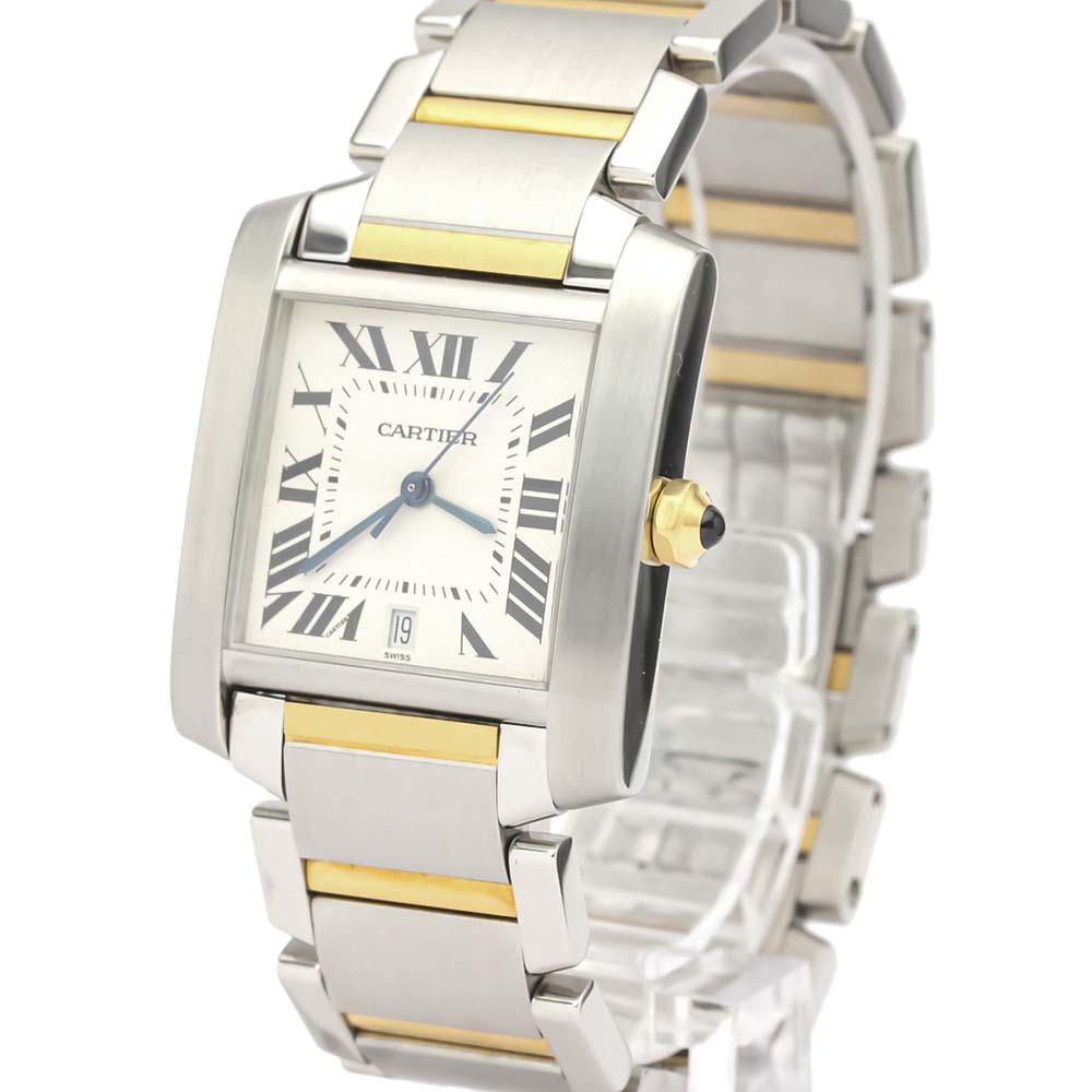 

Cartier Silver 18K Yellow Gold And Stainless Steel Tank Francaise W51005Q4 Automatic Men's Wristwatch 28 MM