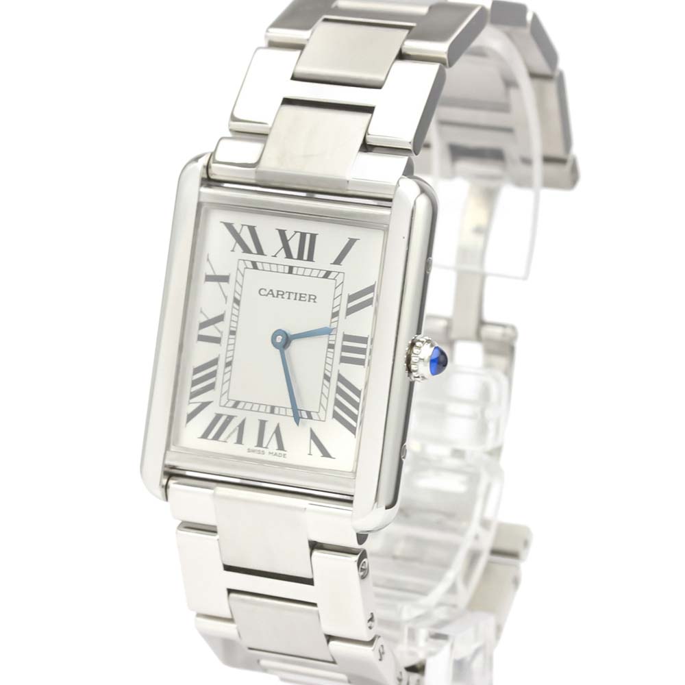 

Cartier Silver Stainless Steel Tank Solo W5200014 Quartz Men's Wristwatch 27 MM