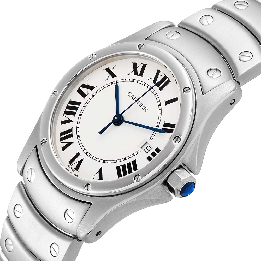 

Cartier White Stainless Steel Santos Ronde W35002F5 Men's Wristwatch 33 MM