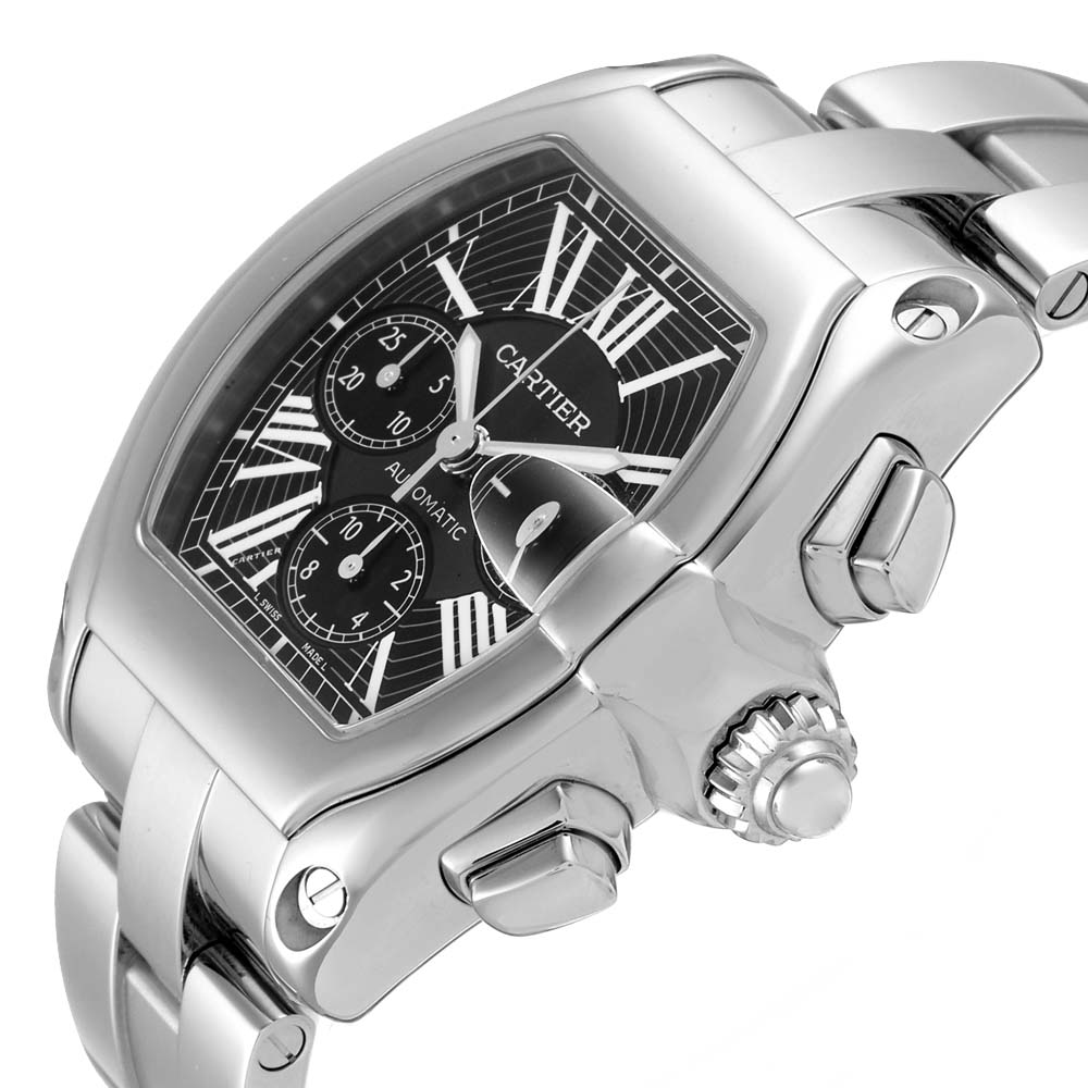 

Cartier Black Stainless Steel Roadster  Chronograph W62020X6 Men's Wristwatch 49 x 43 MM