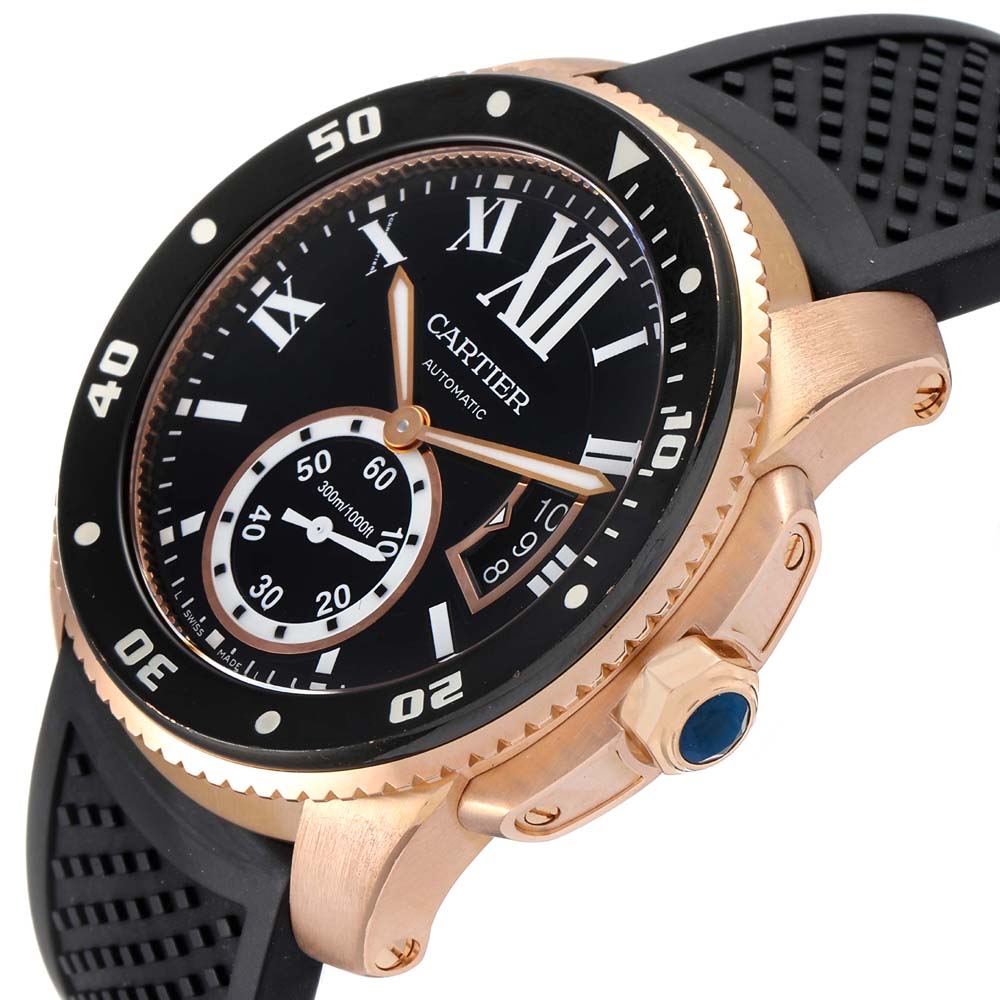 

Cartier Black 18K Rose Gold Calibre Automatic W7100052 Men's Wristwatch 42 MM