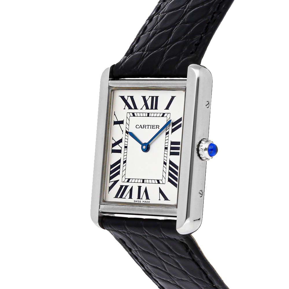 

Cartier Silver Stainless Steel Tank Solo W1018355 Men's Wristwatch