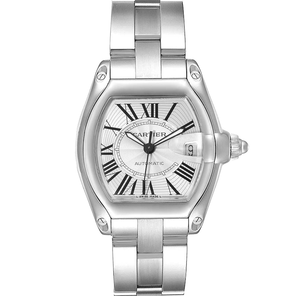 Click to view more detailed imagery on our partner's website Pre-owned Cartier Silver Stainless Steel Roadster W62025v3 Men's Wristwatch 38 X 43 Mm