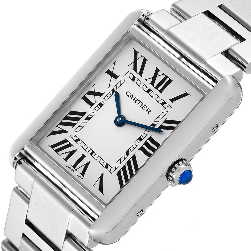 

Cartier Silver Stainless Steel Tank Solo W5200014 Quartz Men's Wristwatch 27 MM