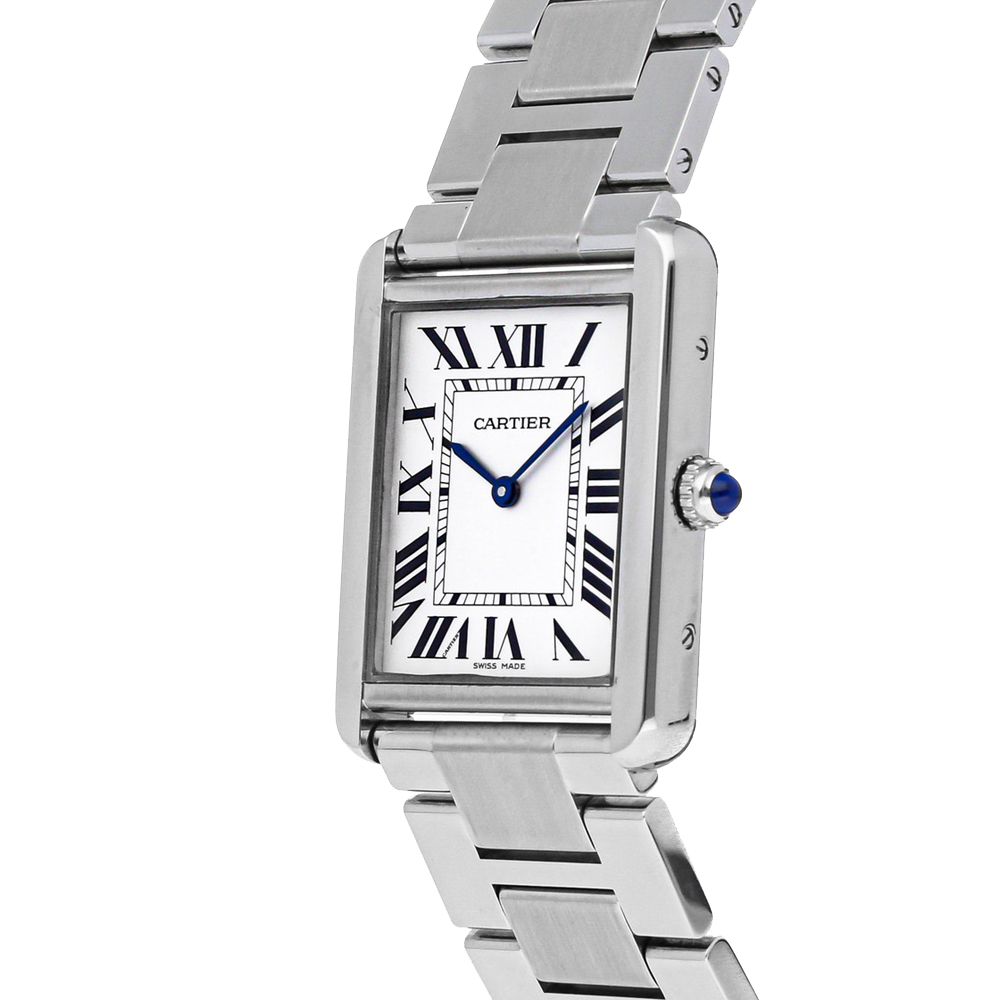 

Cartier Silver Stainless Steel Tank Solo W5200014 Men's Wristwatch