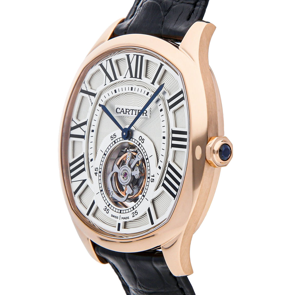 

Cartier Silver 18K Rose Gold Drive De Cartier Flying Tourbillon W4100013 Men's Wristwatch 40 MM