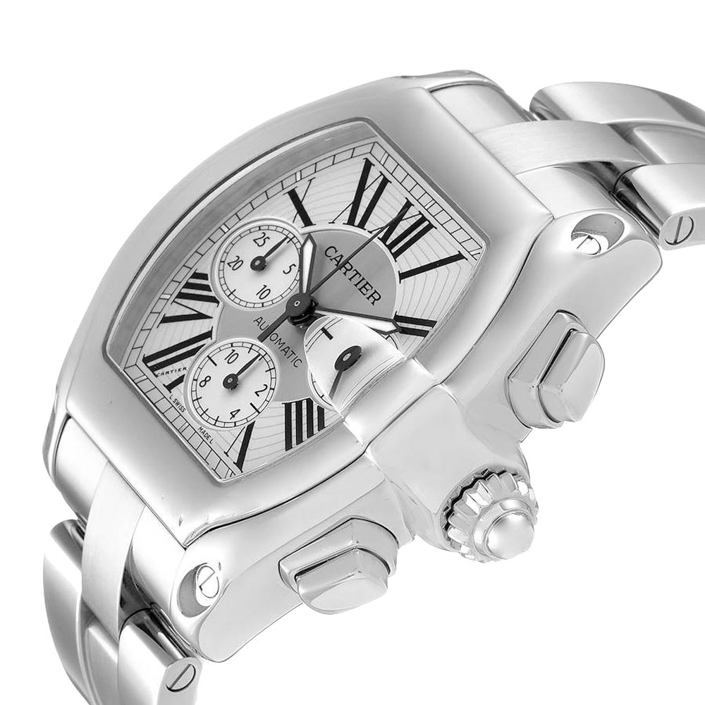 

Cartier Silver Stainless Steel Roadster XL Chronograph Automatic W62019X6 Men's Wristwatch 41 MM