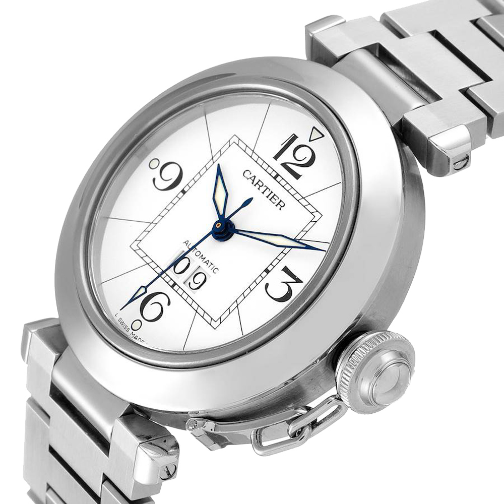 

Cartier White Stainless Steel Pasha C de Cartier W31055M7 Automatic Men's Wristwatch 35 MM