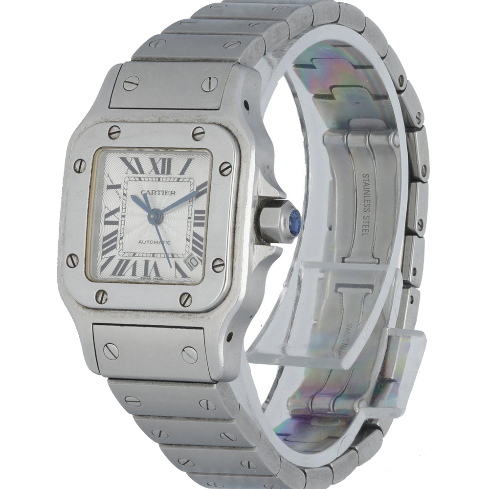 

Cartier Silver Stainless Steel Santos Galbee 2423 Automatic Women's Wristwatch 24 MM