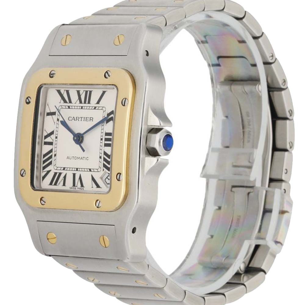 

Cartier Silver 18K Yellow Gold And Stainless Steel Santos Galbee 2823 Automatic Men's Wristwatch 32 MM