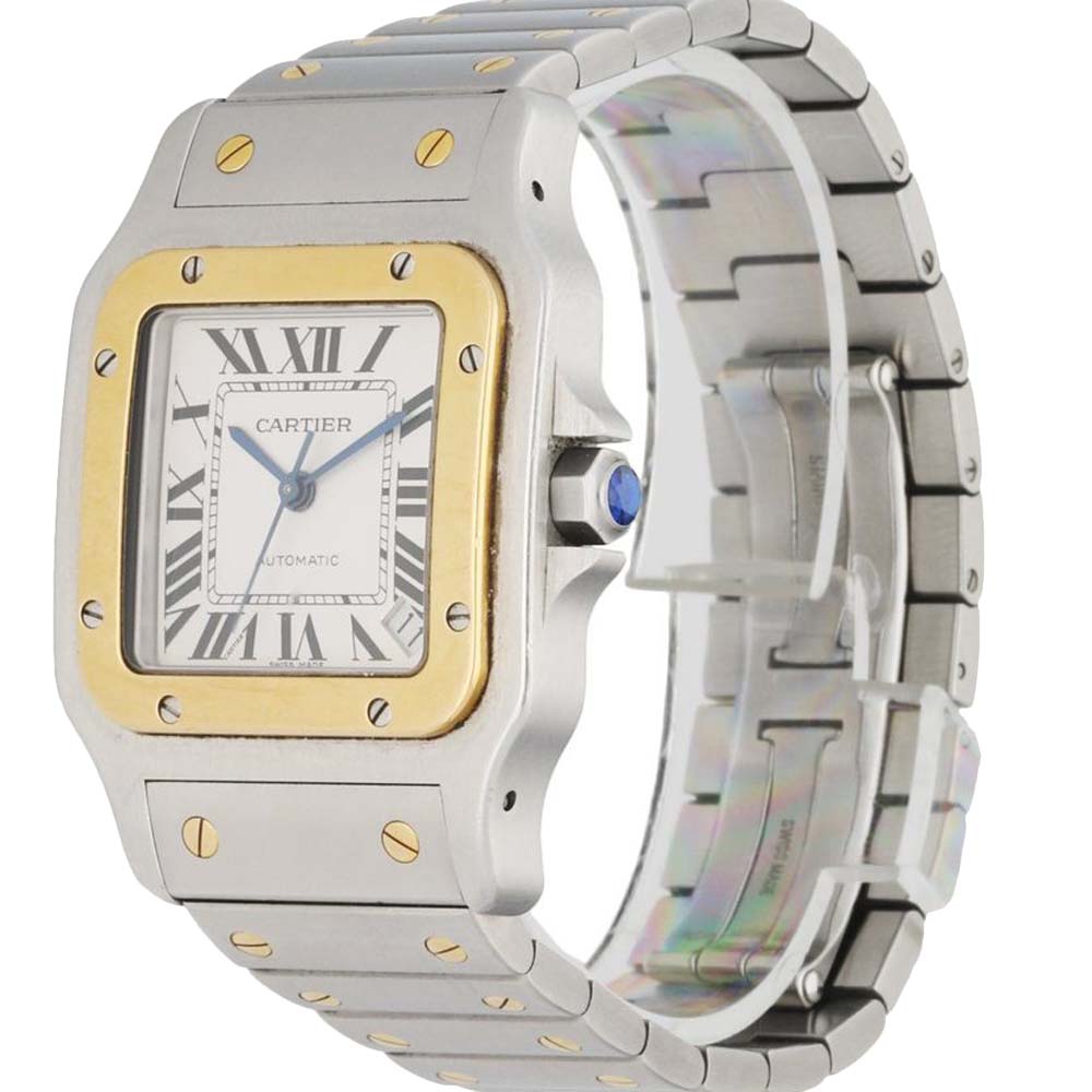 

Cartier Silver 18k Yellow Gold And Stainless Steel Santos Galbee 2823 Automatic Men's Wristwatch 32 MM