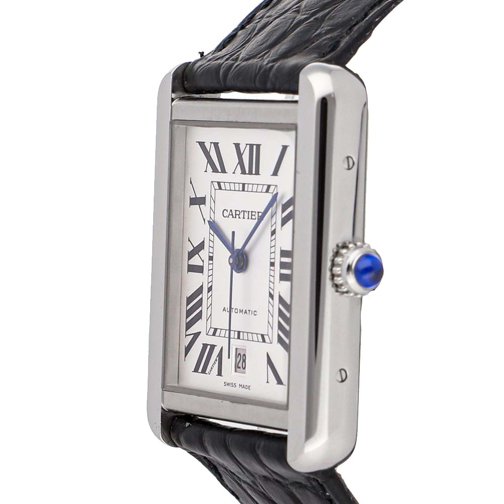 

Cartier Silver Stainless Steel Tank Solo  W5200027 Men's Wristwatch 31 x 40 MM