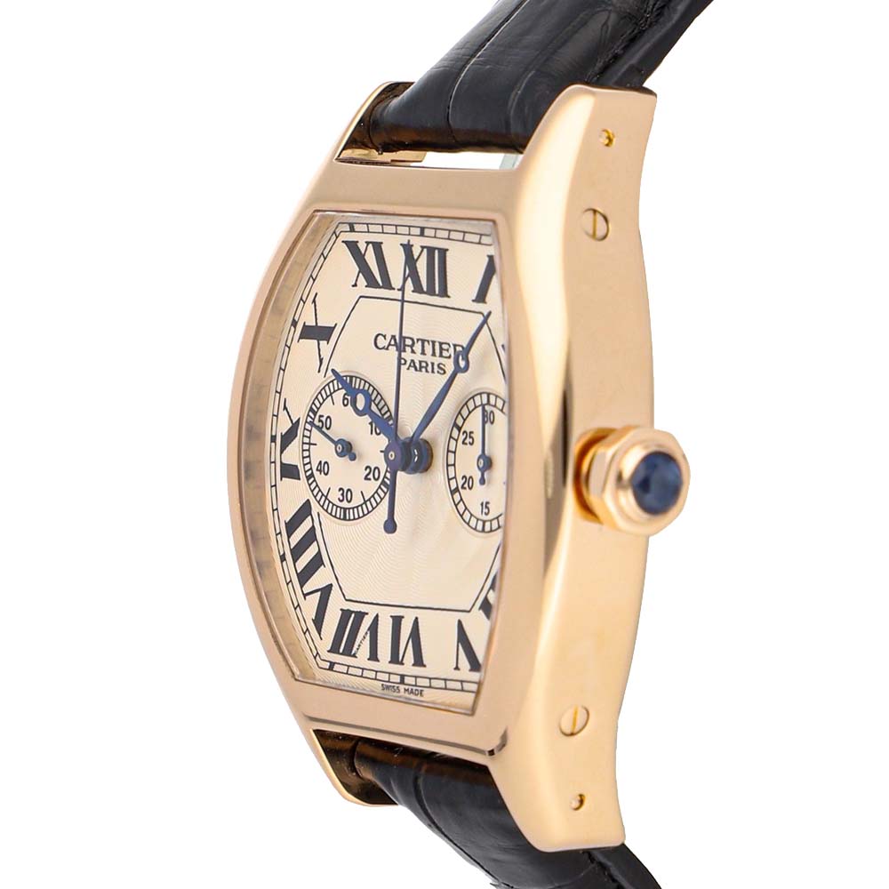 

Cartier Silver 18K Rose Gold Tortue  Monopusher Chronograph W1547451 Men's Wristwatch 37 x 38 MM