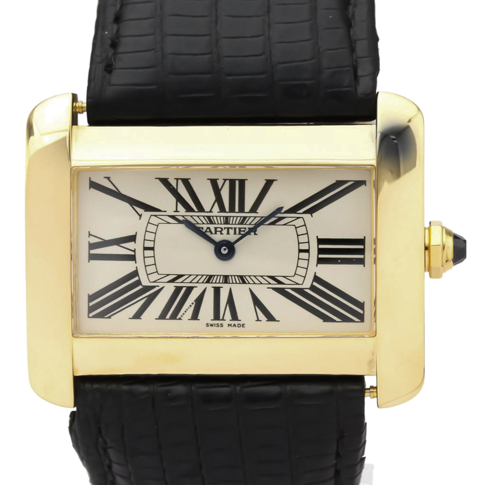 

Cartier Silver 18K Yellow Gold Tank Divan W6300556 Quartz Men's Wristwatch 38 MM