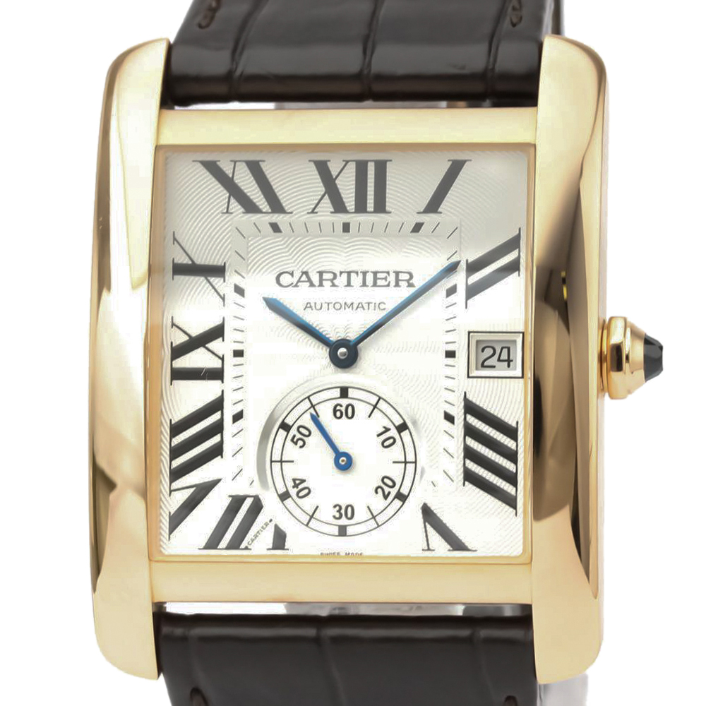 

Cartier Silver 18K Rose Gold Tank MC W5330001 Automatic Men's Wristwatch 34 MM