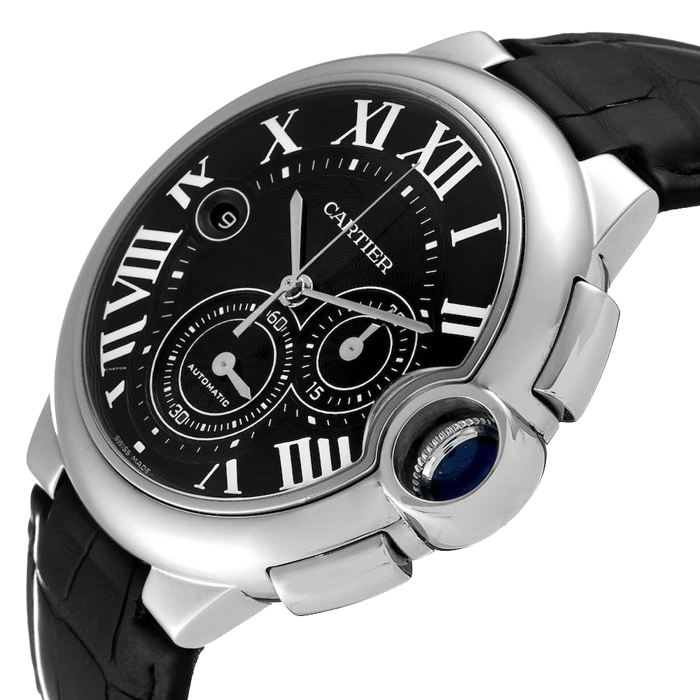 

Cartier Black Stainless Steel Ballon Bleu Chronograph W6920052 Men's Wristwatch 47 MM