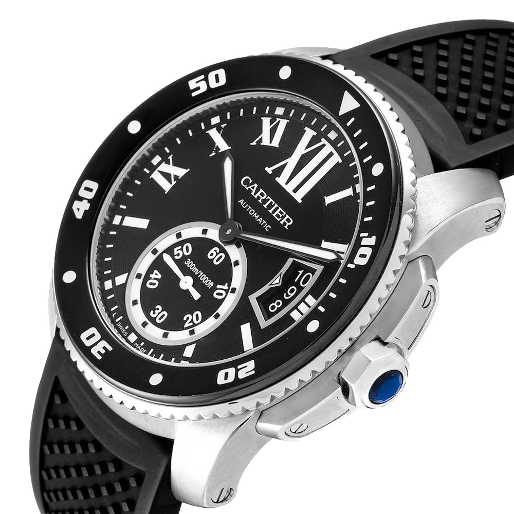 

Cartier Black Stainless Steel Calibre Diver W7100056 Men's Wristwatch 42 MM
