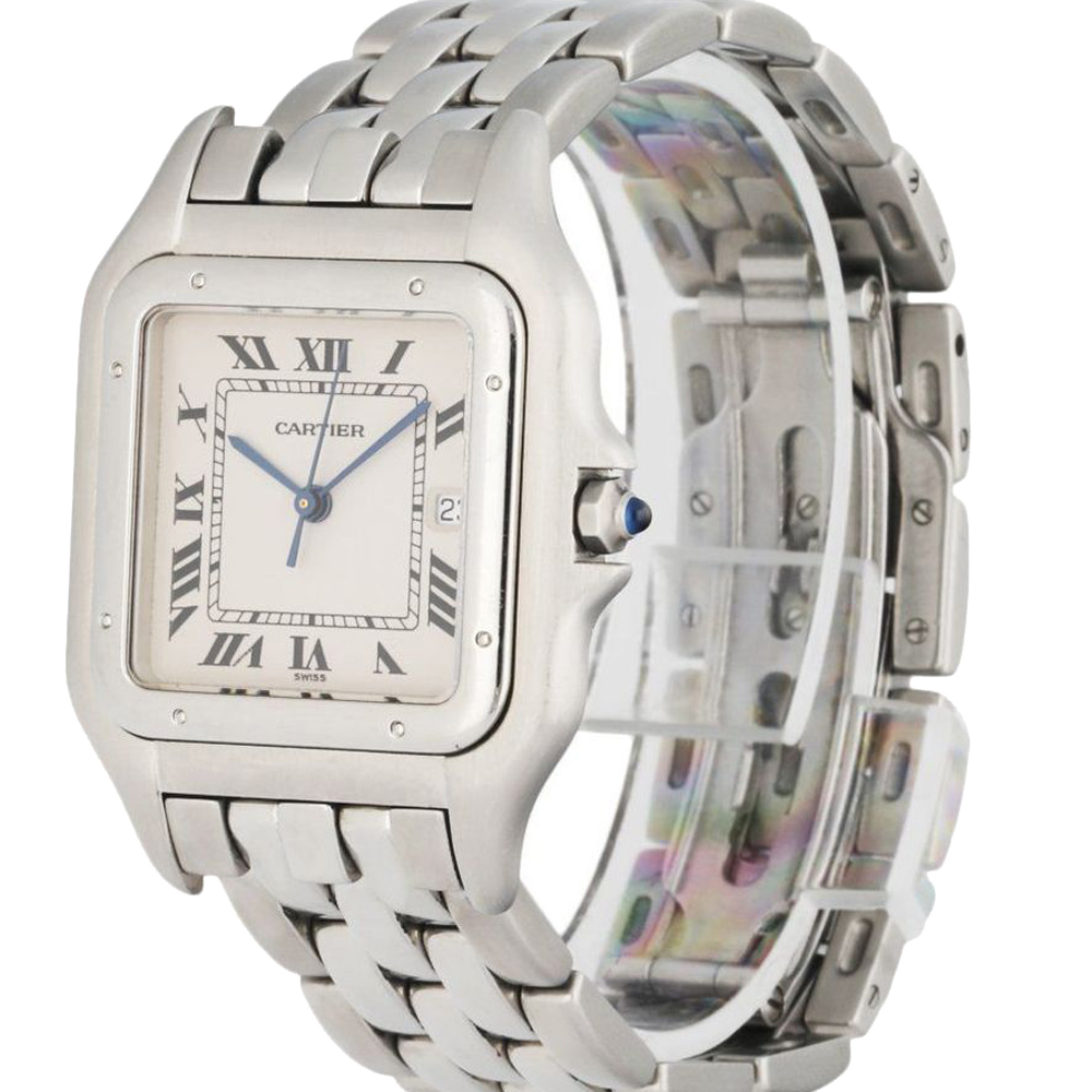 

Cartier Silver Stainless Steel Panthere 1300 Men's Wristwatch 30 MM