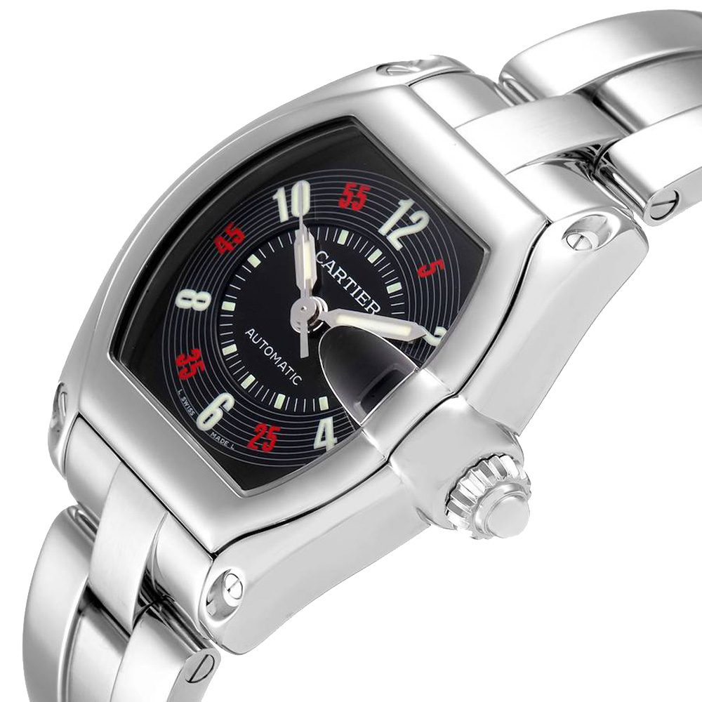 

Cartier Black Stainless Steel Roadster W62002V3 Men's Wristwatch