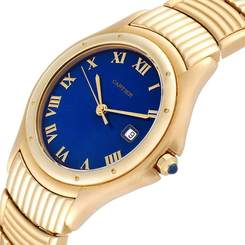 

Cartier Blue 18K Yellow Gold Cougar 11651 Men's Wristwatch 32 MM