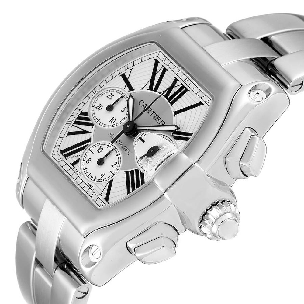 

Cartier Silver Stainless Steel Roadster XL Chronograph Automatic W62019X6 Men's Wristwatch 41 MM