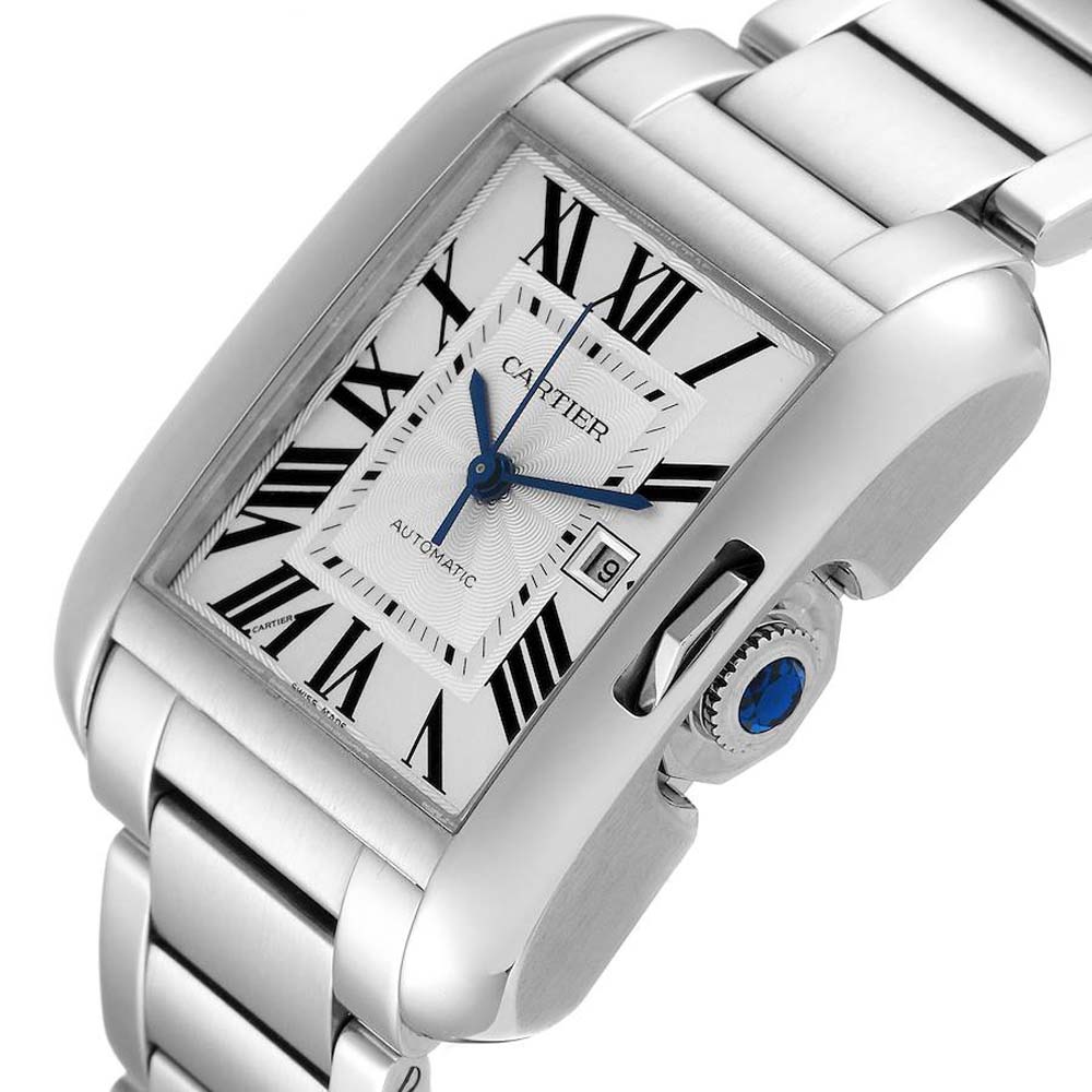 

Cartier Silver Stainless Steel Tank Anglaise W5310009 Men's Wristwatch