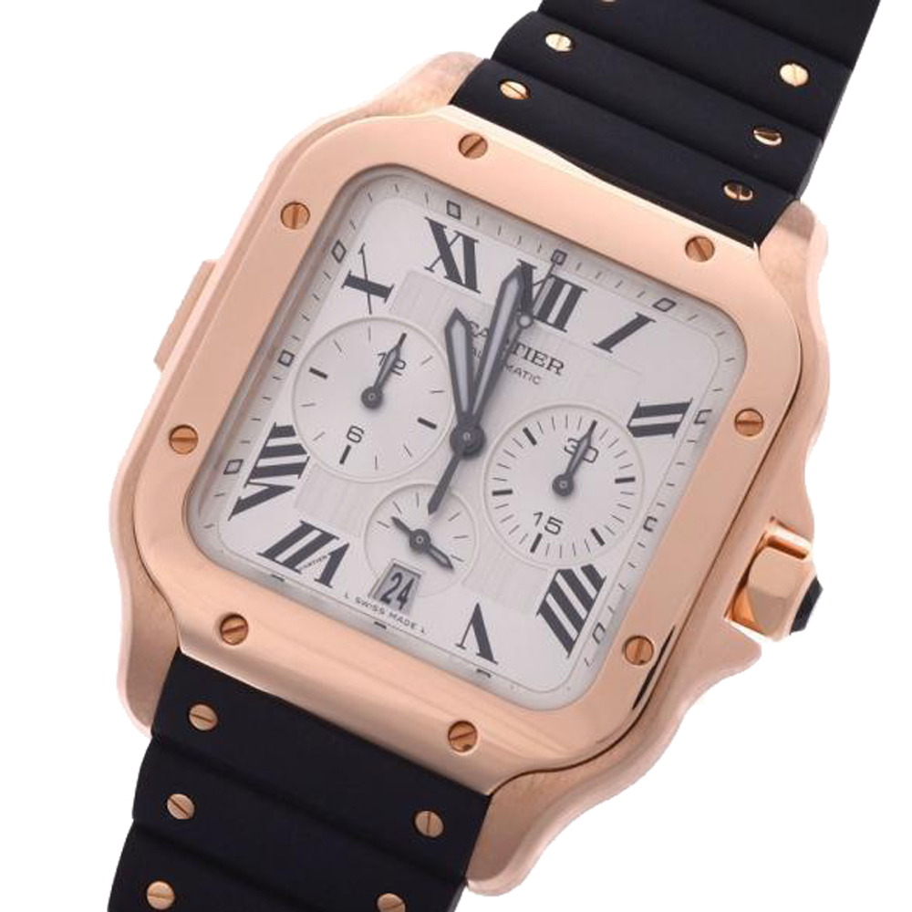 

Cartier Silver 18K Rose Gold Santos De XL WGSA0017 Men's Wristwatch 40 MM