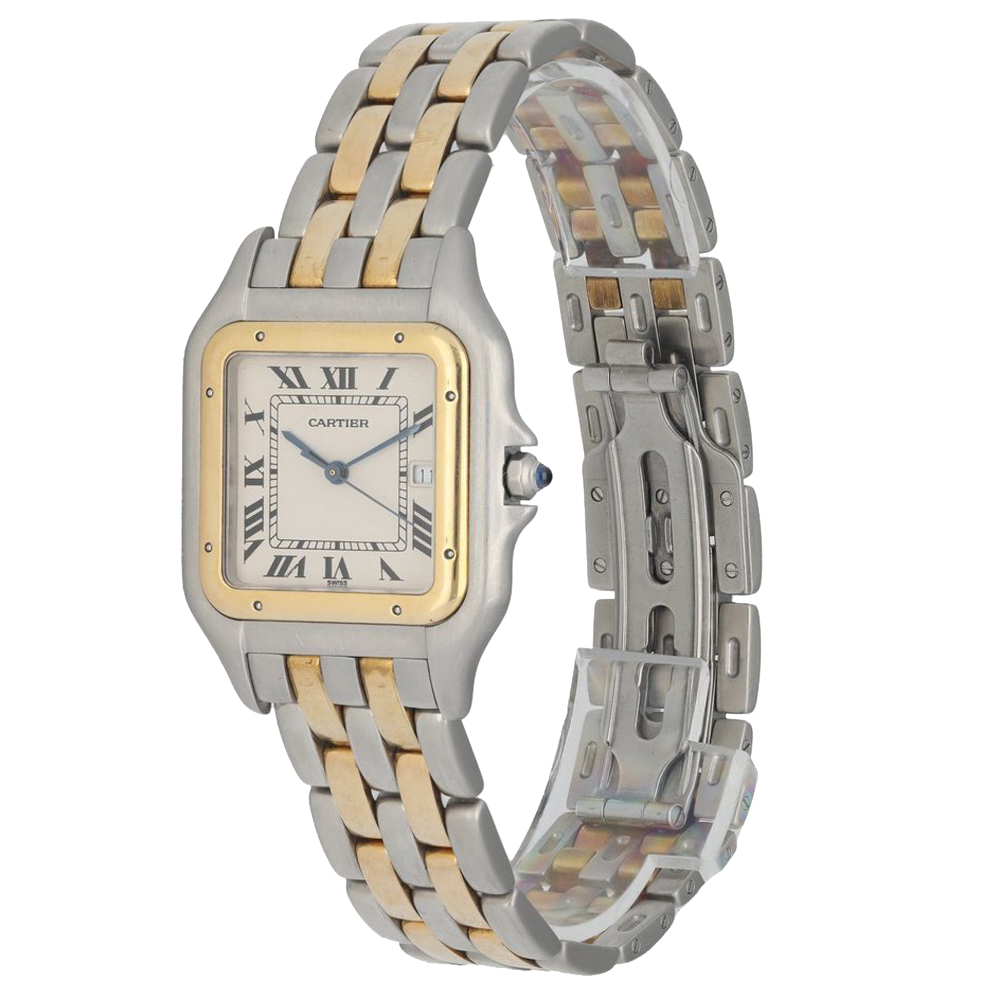 

Cartier Silver 18k Yellow Gold And Stainless Steel Panthere 183957 Men's Wristwatch 29 MM