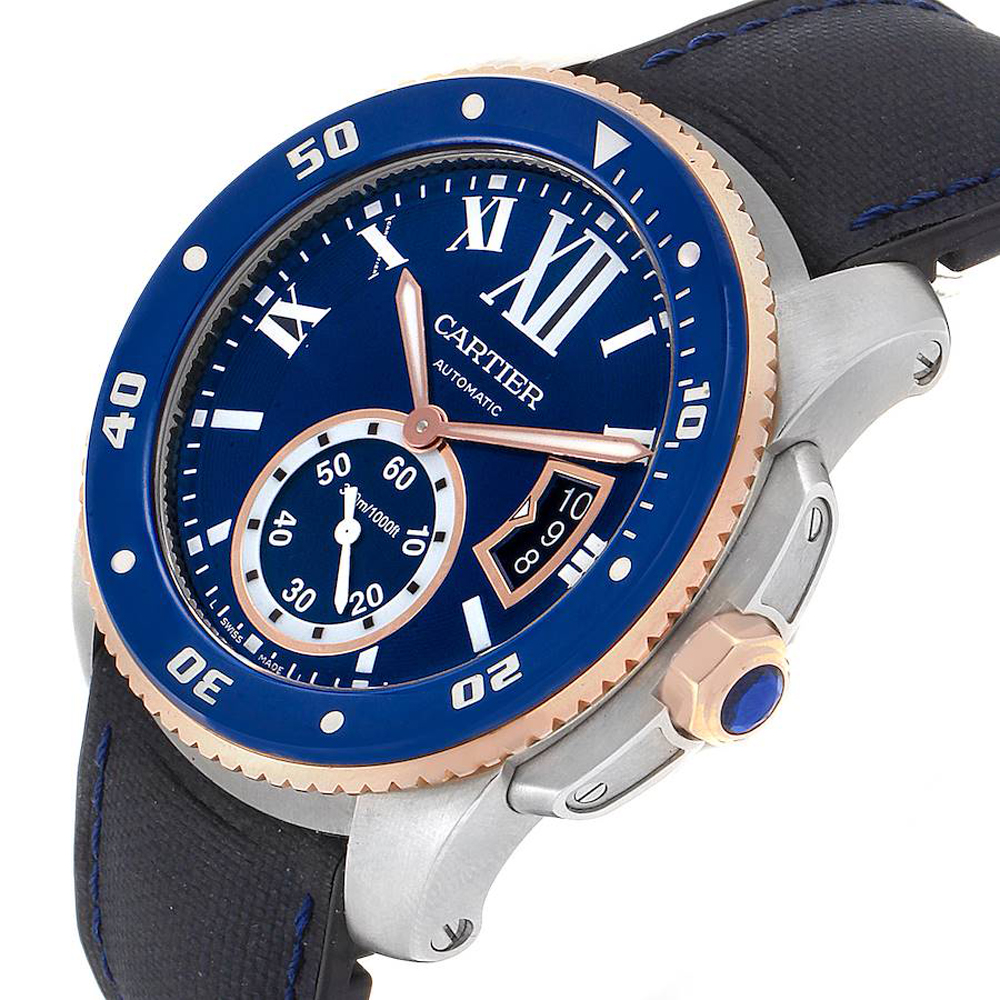 

Cartier Blue 18K Rose Gold And Stainless Steel Calibre Diver W2CA0009 Men's Wristwatch 42 MM