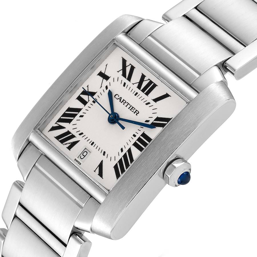 

Cartier Silver Stainless Steel Tank Francaise Automatic W51002Q3 Men's Wristwatch 28 x 32 MM