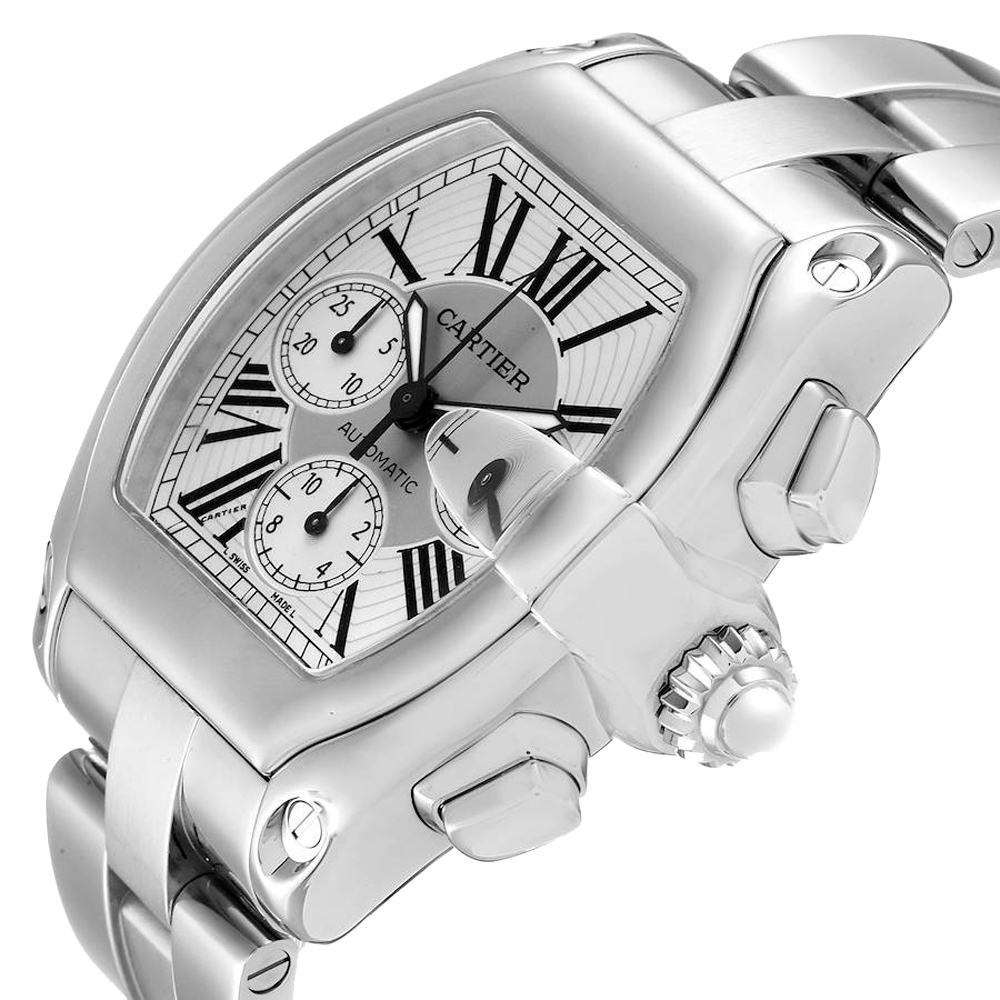 

Cartier Silver Stainless Steel Roadster XL Chronograph Automatic W62019X6 Men's Wristwatch 41 MM