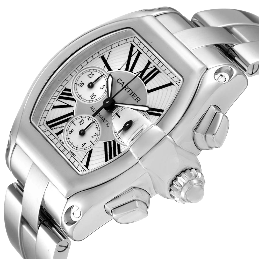 

Cartier Silver Stainless Steel Roadster XL Chronograph Automatic W62019X6 Men's Wristwatch 41 MM