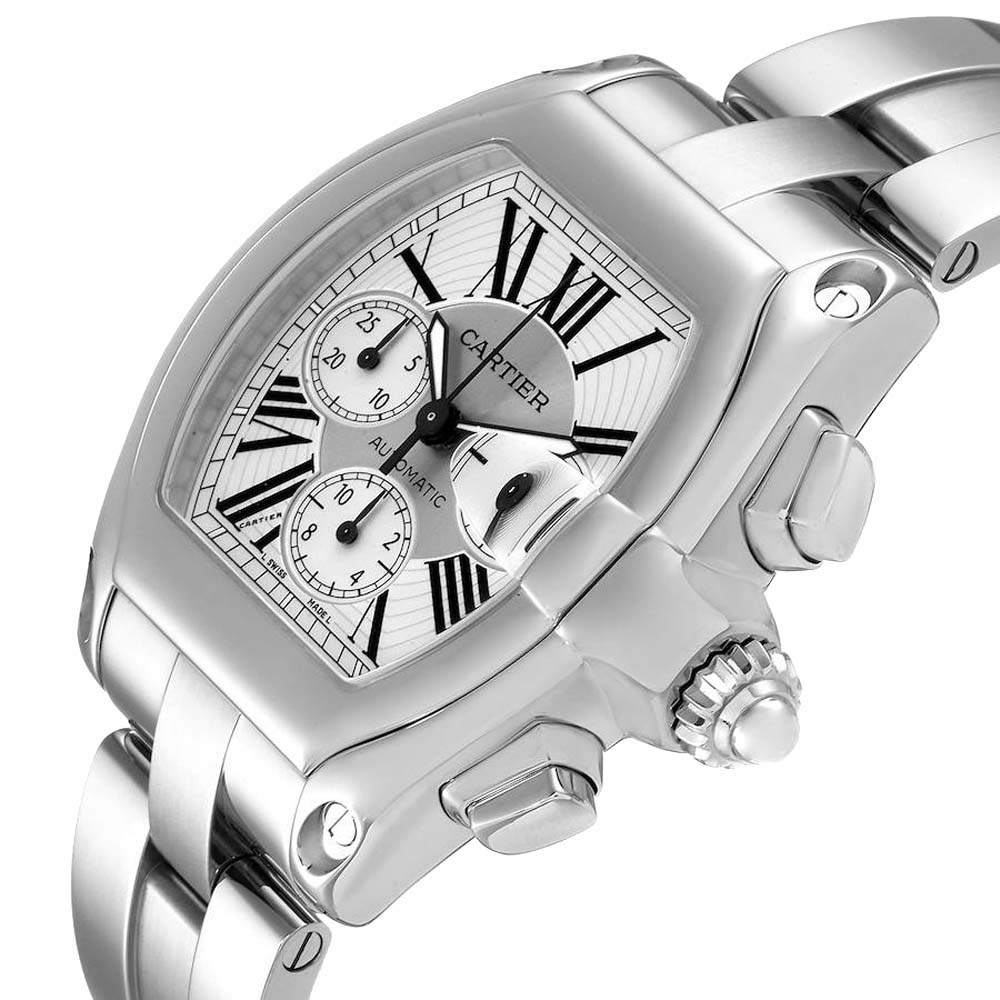 

Cartier Silver Stainless Steel Roadster XL Chronograph Automatic W62019X6 Men's Wristwatch 41 MM