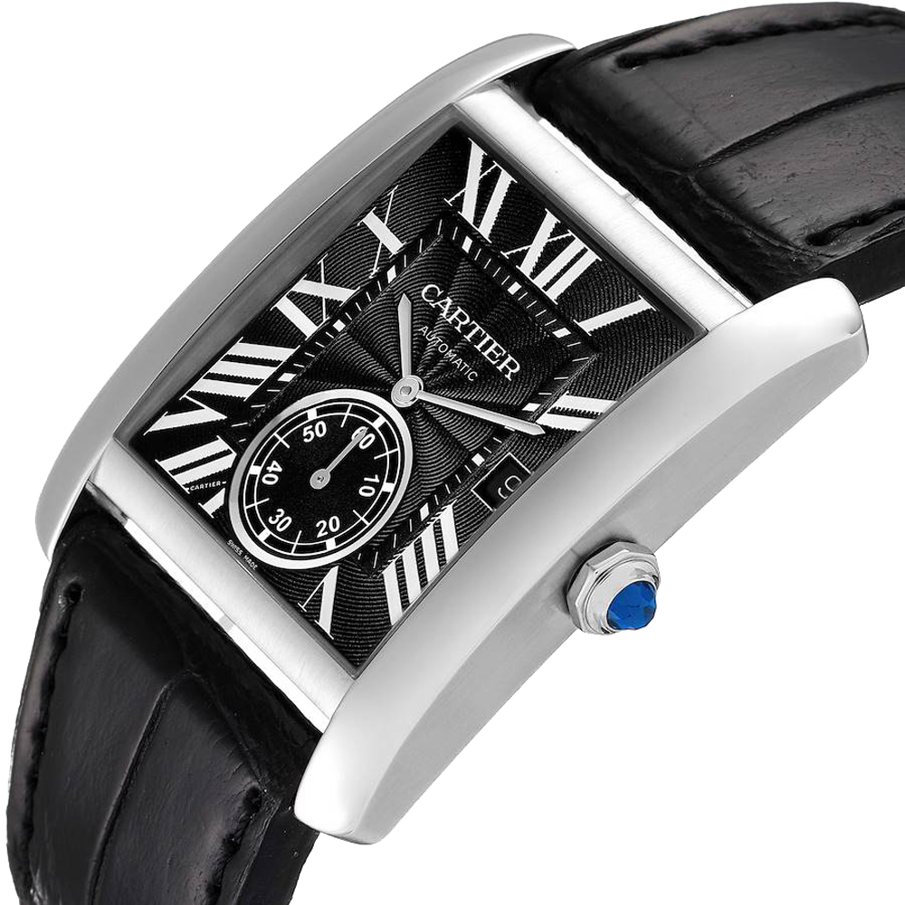 

Cartier Black Stainless Steel Tank MC W5330004 Automatic Men's Wristwatch