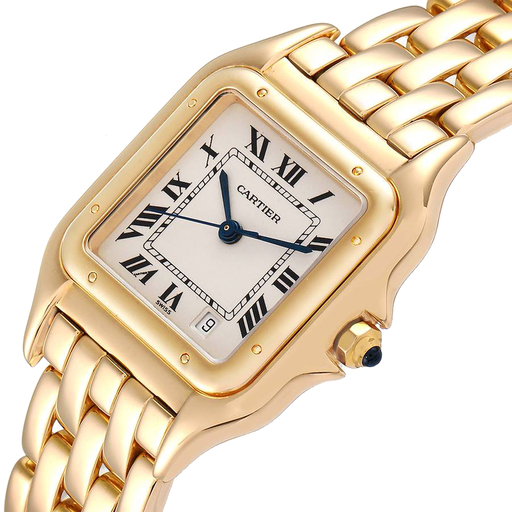 

Cartier Silver 18k Yellow Gold Panthere W2501489 Men's Wristwatch 27 MM