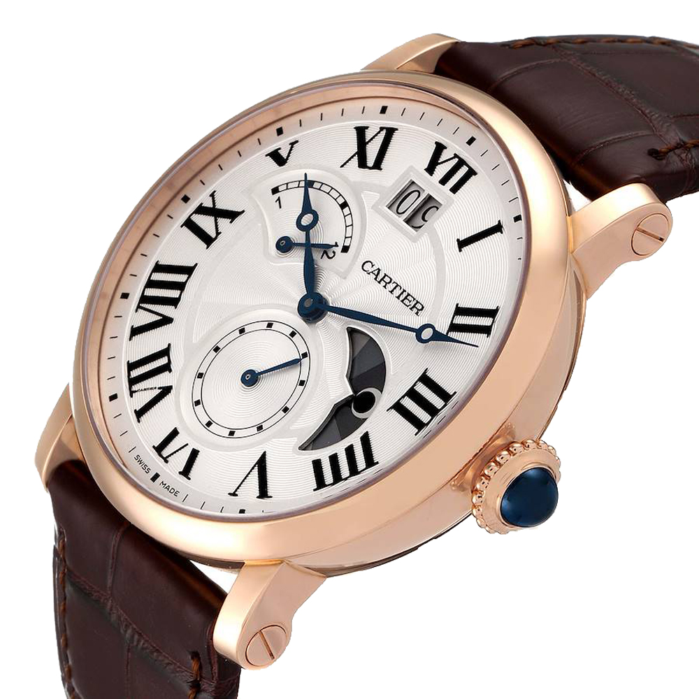 

Cartier Silver 18k Rose Gold Rotonde Retrograde GMT W1556240 Men's Wristwatch 42 MM
