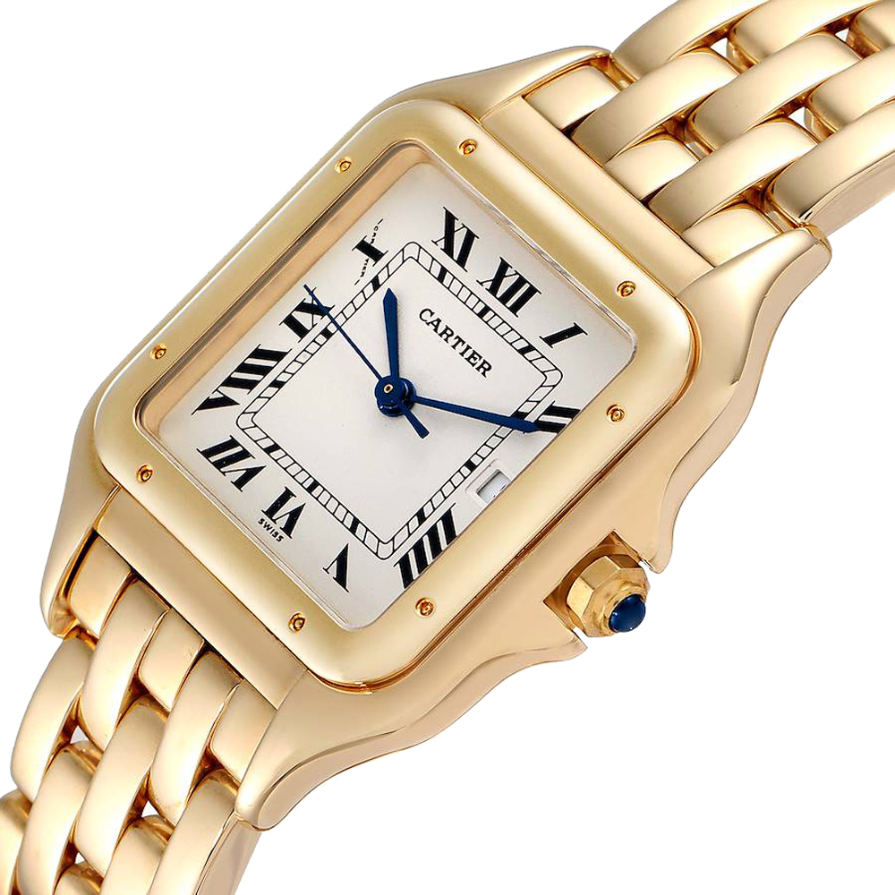 

Cartier Silver 18K Yellow Gold Panthere XL W25014B9 Men's Wristwatch 29 MM