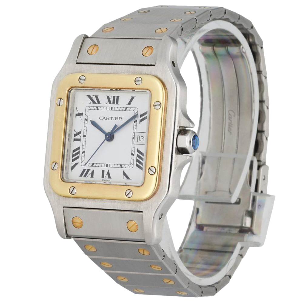 

Cartier White 18k Yellow Gold And Stainless Steel Santos Galbee Automatic Men's Wristwatch 29 MM