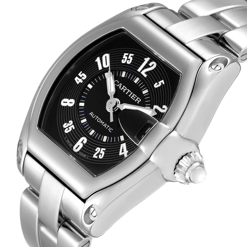 

Cartier Black Stainless Steel Roadster W62004V3 Men's Wristwatch