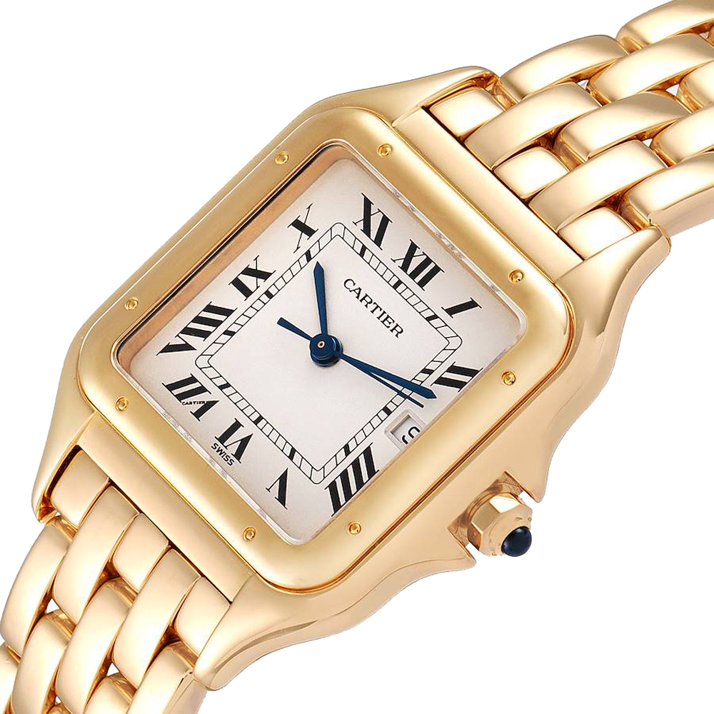 

Cartier Silver 18K Yellow Gold Panthere XL W25014B9 Men's Wristwatch 29 MM