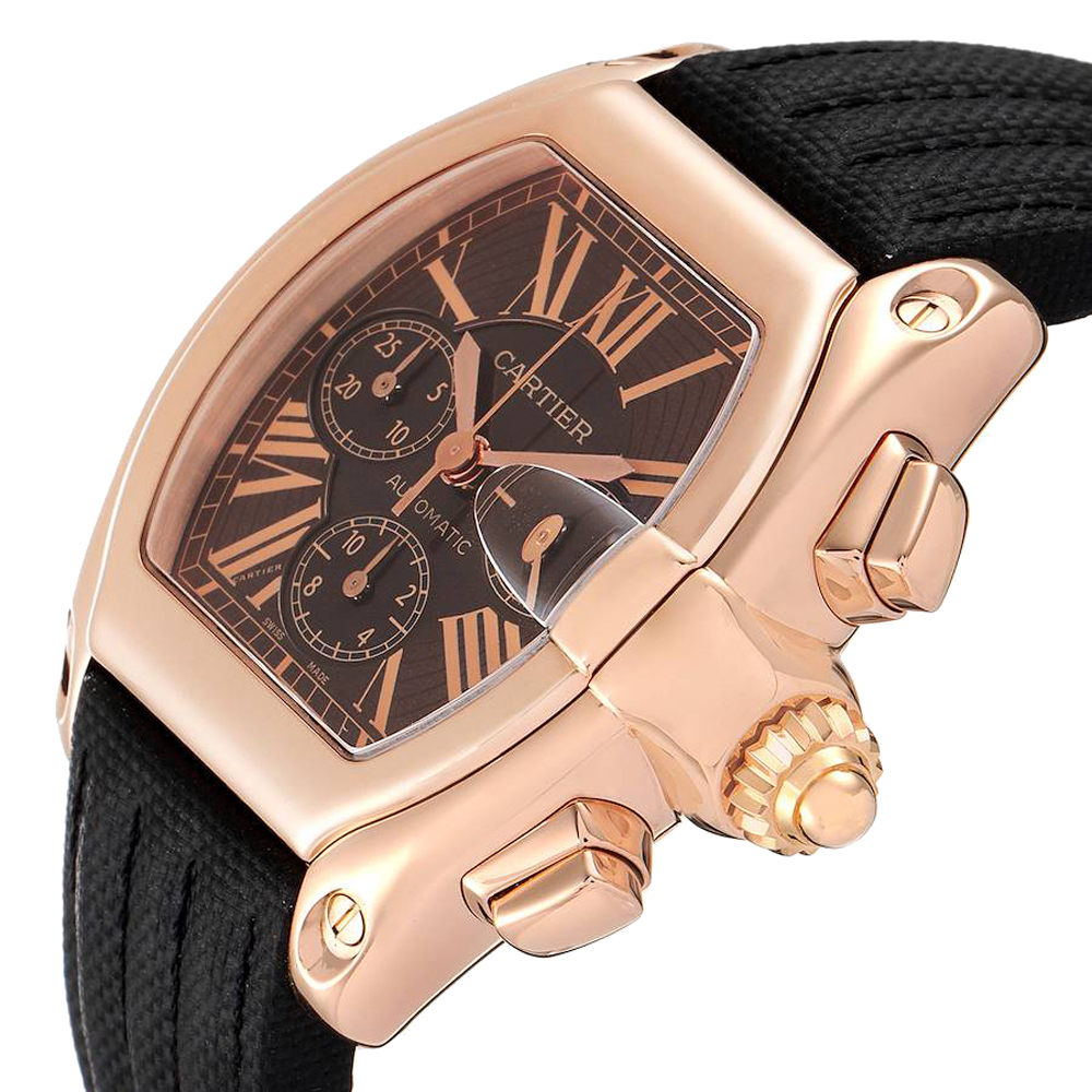 

Cartier Brown 18K Rose Gold Roadster Chronograph  W62042Y5 Men's Wristwatch 47 x 43 MM