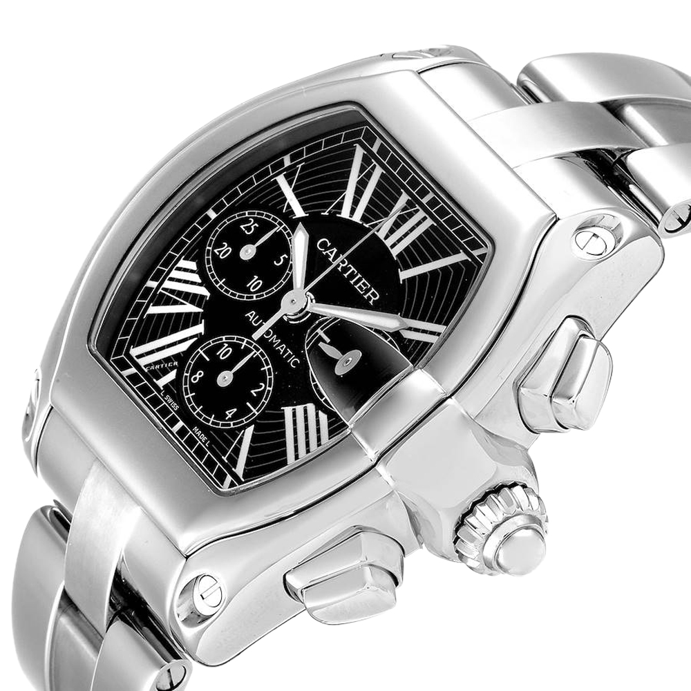 

Cartier Black Stainless Steel Roadster  Chronograph W62020X6 Men's Wristwatch 49 x 43 MM