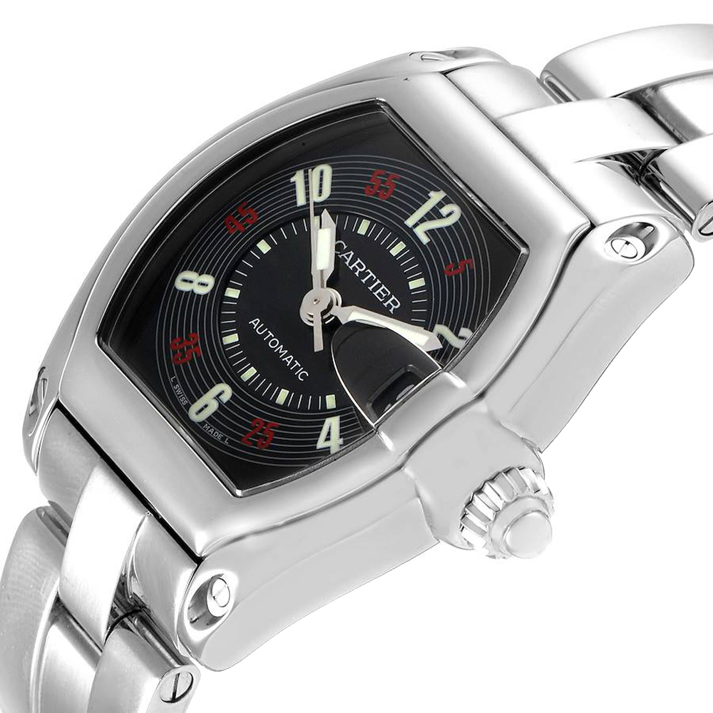 

Cartier Black Stainless Steel Roadster Vegas Roulette W62002V3 Men's Wristwatch