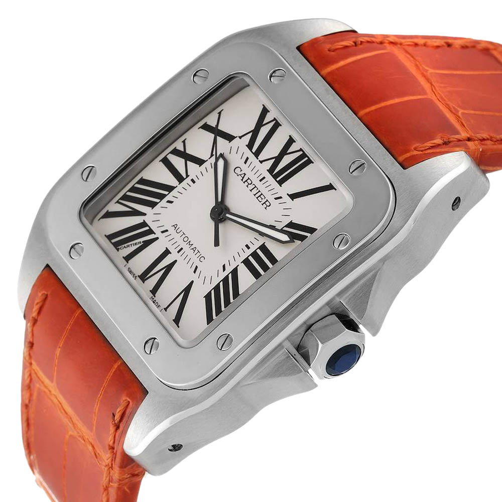 

Cartier Silver Stainless Steel Santos 100 W20073X8 Men's Wristwatch