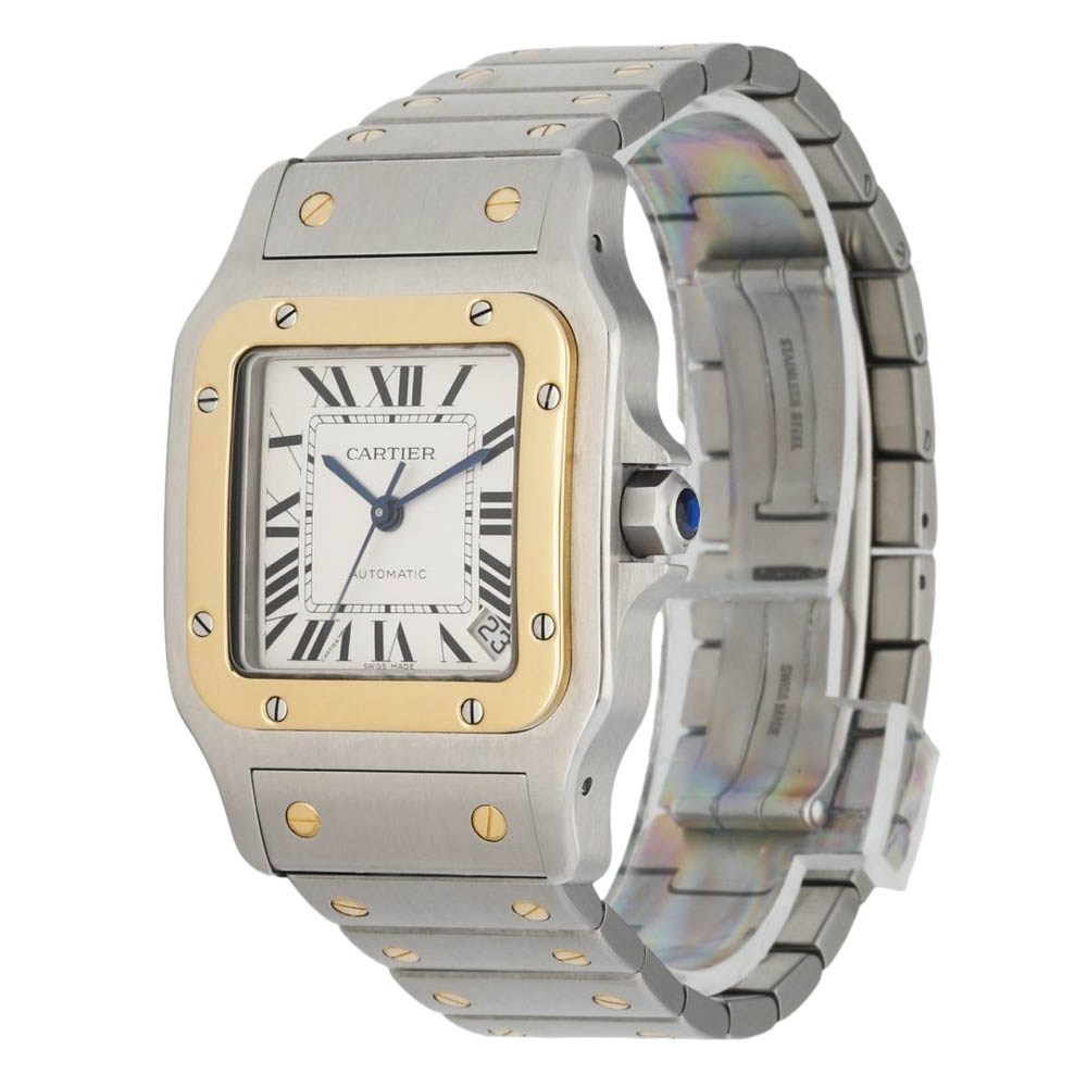 

Cartier White 18K Yellow Gold Santos Galbee 2823 Automatic Men's Wristwatch